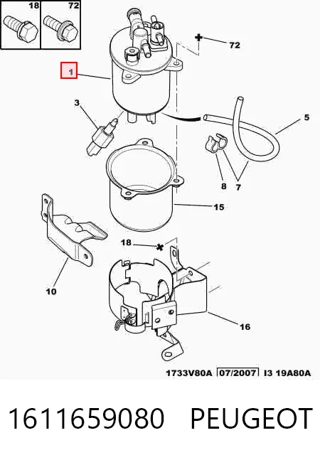 1611659080 Peugeot/Citroen Filtro de gasolina