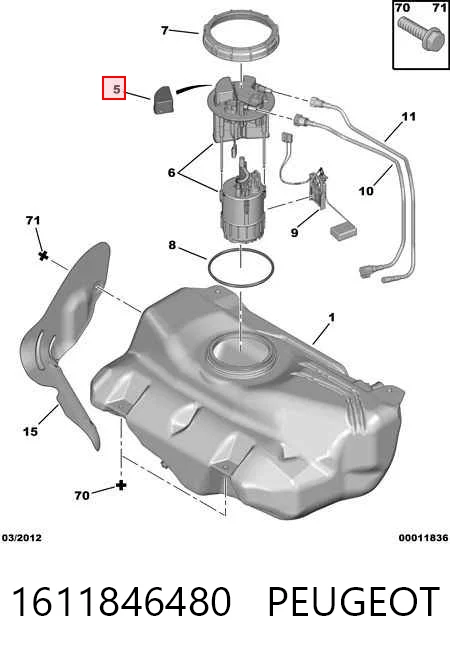 1611846480 Peugeot/Citroen Módulo de alimentación de combustible