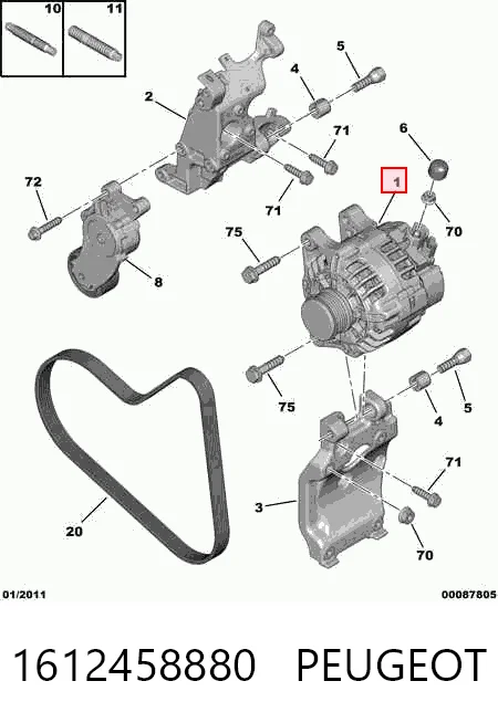 1612458880 Peugeot/Citroen Alternador de coche
