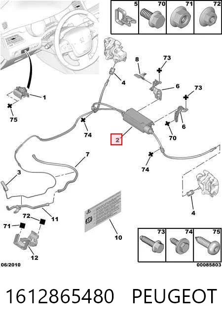 1612865480 Peugeot/Citroen Accionamiento eléctrico del freno de mano