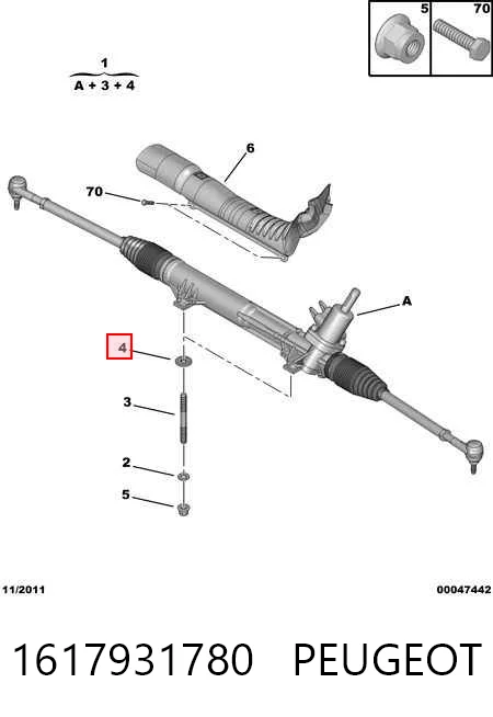 Cremallera caja de direccion para Peugeot 607  9D, 9U