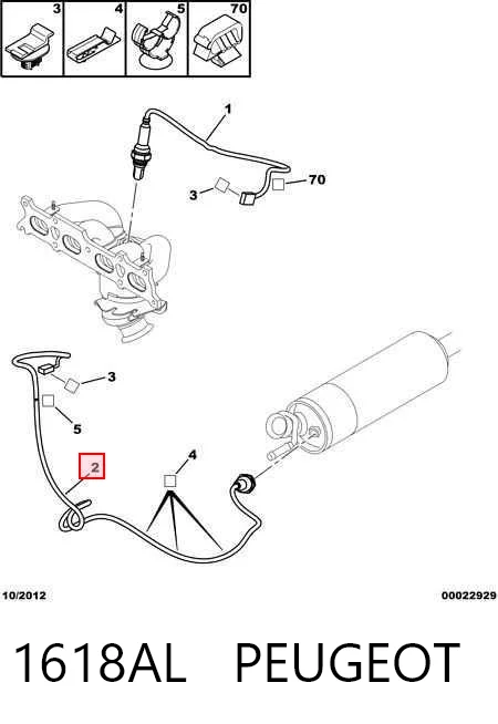 1618AL Peugeot/Citroen Sonda lambda de oxígeno posterior al catalizador