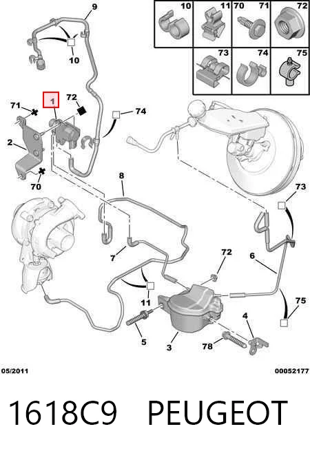 1618C9 Peugeot/Citroen Válvula solenoide de control de presión de sobrealimentación