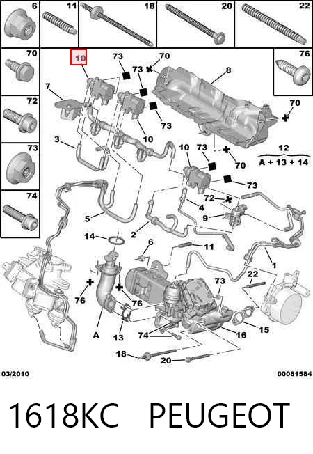 1618KC Peugeot/Citroen Válvula solenoide de control de presión de sobrealimentación