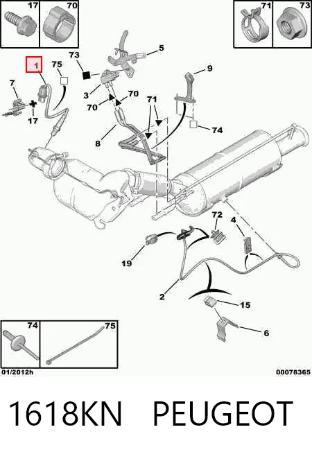 1618KN Peugeot/Citroen Sensor de oxígeno previo al catalizador