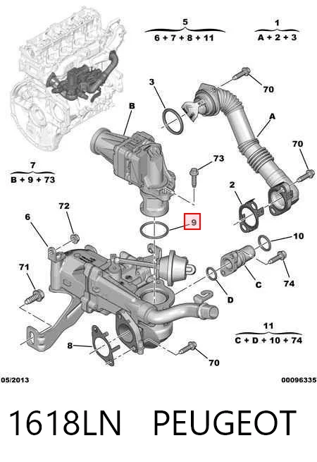 1618LN Peugeot/Citroen Válvula EGR