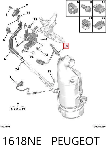 1618NE Peugeot/Citroen Sensor de oxígeno previo al catalizador