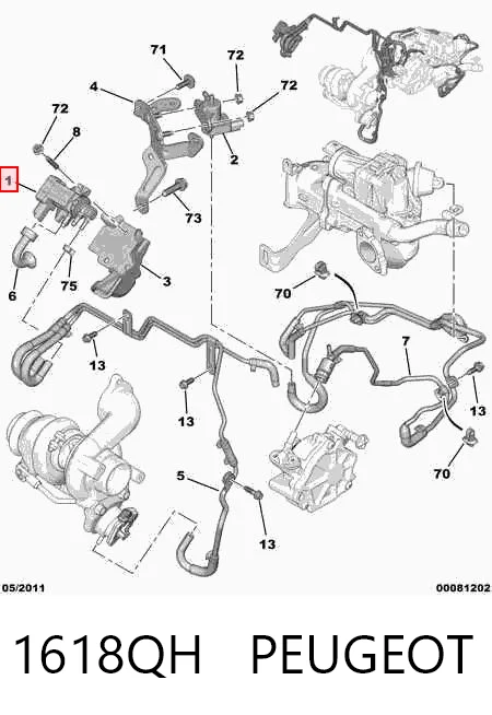 1618QH Peugeot/Citroen Válvula solenoide de control de presión de sobrealimentación