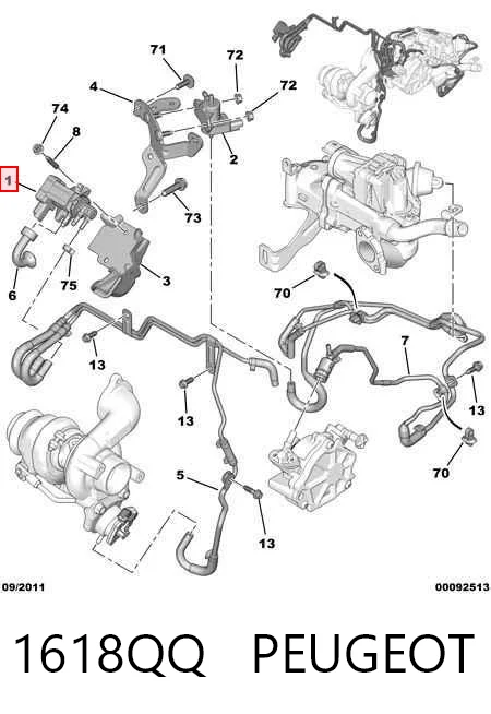 1618QQ Peugeot/Citroen Válvula solenoide de control de presión de sobrealimentación