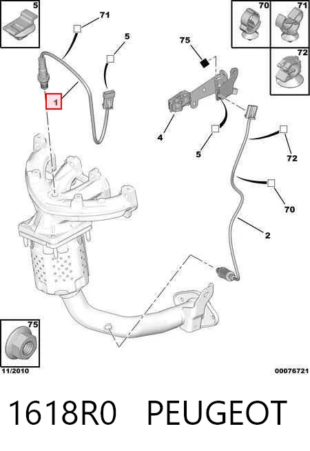 1618R0 Peugeot/Citroen Sensor de oxígeno previo al catalizador