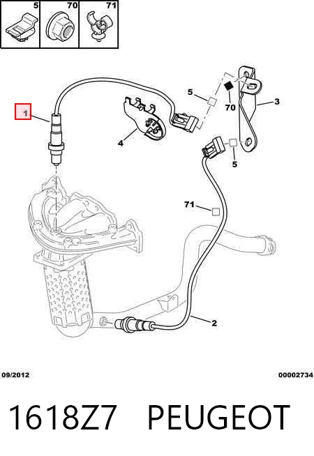 1618Z7 Peugeot/Citroen Sonda lambda, sensor de oxígeno antes del catalizador derecho
