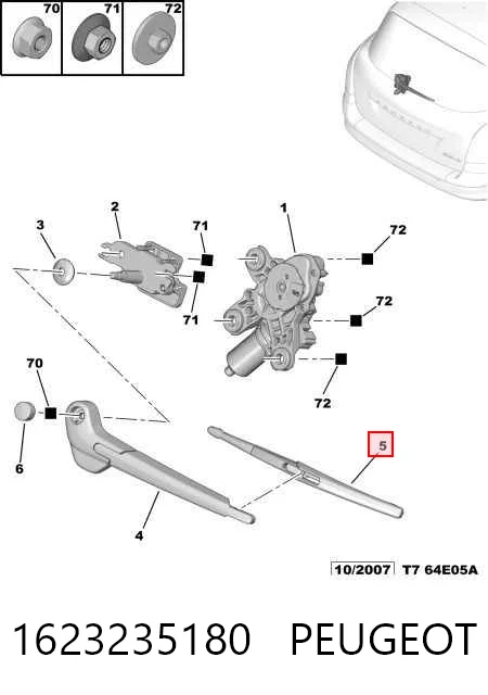 Limpiaparabrisas posterior para Peugeot 308 I (4A, 4C)