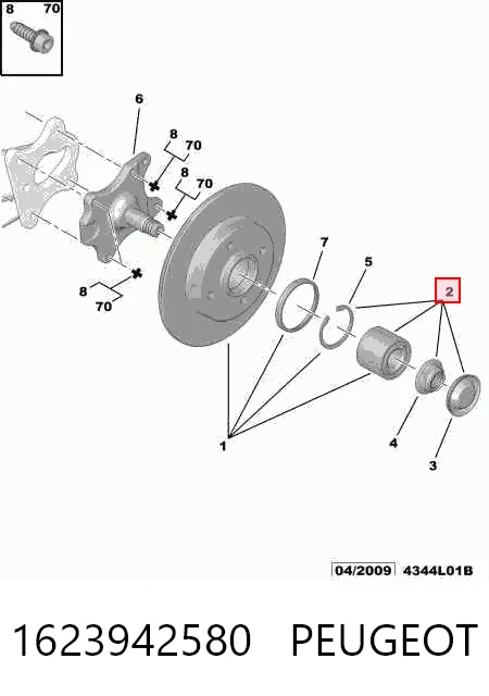 Cojinete de rueda trasera 1623942580 PEUGEOT