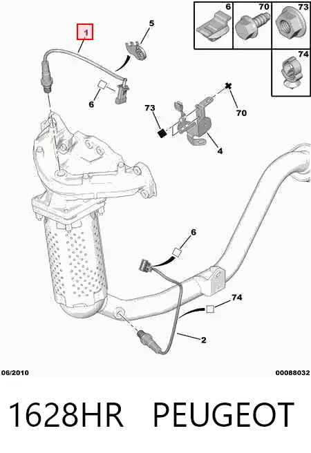 1628HR Peugeot/Citroen Sonda lambda, sensor de oxígeno antes del catalizador derecho