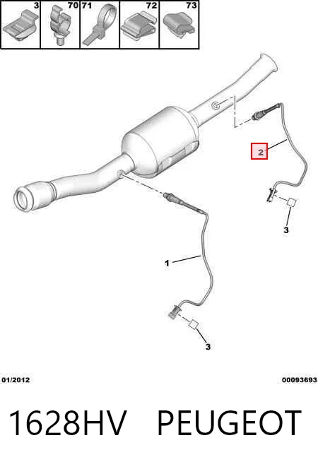 1628HV Peugeot/Citroen Sonda lambda de oxígeno posterior al catalizador
