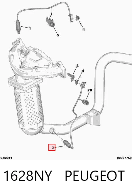 1628NY Peugeot/Citroen Sonda lambda de oxígeno posterior al catalizador