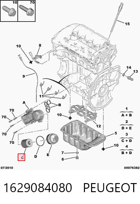 Filtro de aceite motor para Peugeot 206  (2E, K)