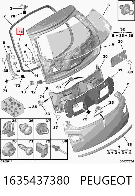 Muelle neumatico maletero para Citroen C3 II (A51)