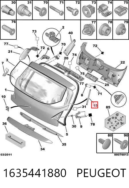 Muelle neumatico maletero 3008 SUV (2016-2024) original desde 15,02 €