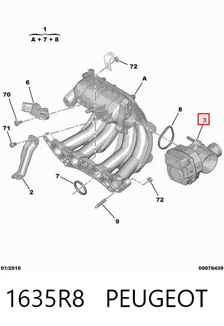 1635R8 Peugeot/Citroen Mariposa de admisión