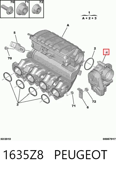 1635Z8 Peugeot/Citroen Mariposa de admisión