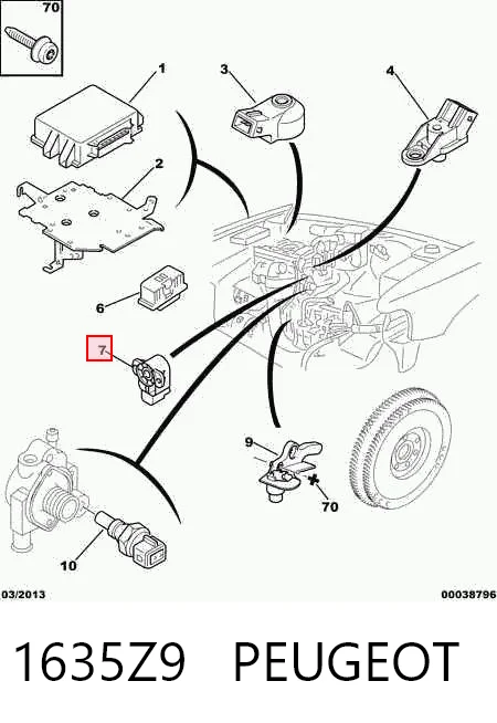 1635Z9 Peugeot/Citroen Sensor de posición del acelerador