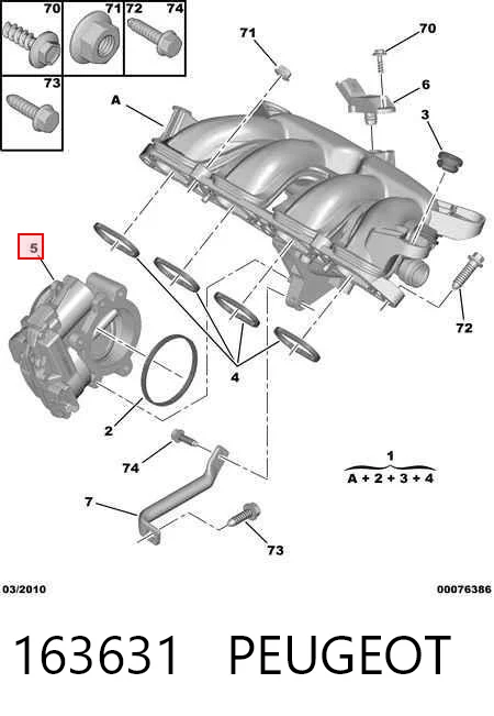 163631 Peugeot/Citroen Mariposa de admisión