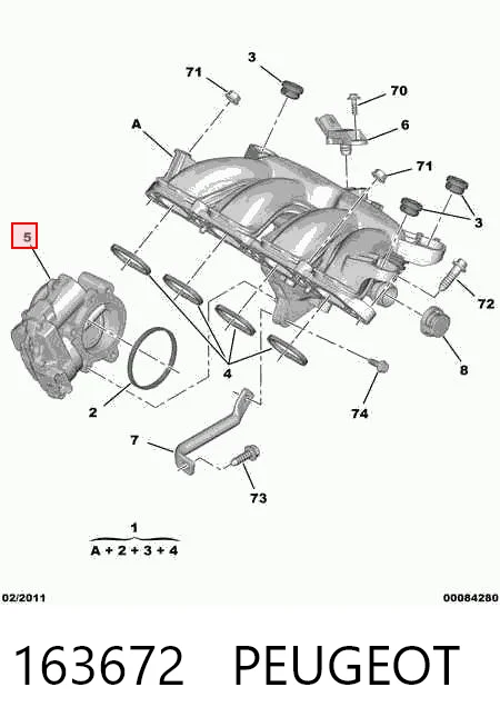 163672 Peugeot/Citroen Mariposa de admisión