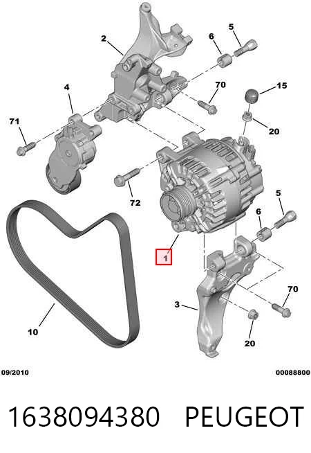 1638094380 Peugeot/Citroen Alternador de coche