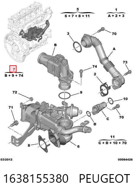 Válvula EGR para Citroen C4 