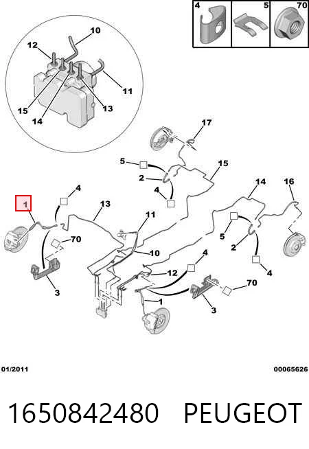 Tubo flexible de frenos delantero Peugeot 308 I (4A, 4C)