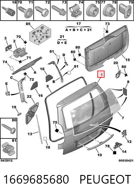 Puerta trasera para Peugeot 807 E