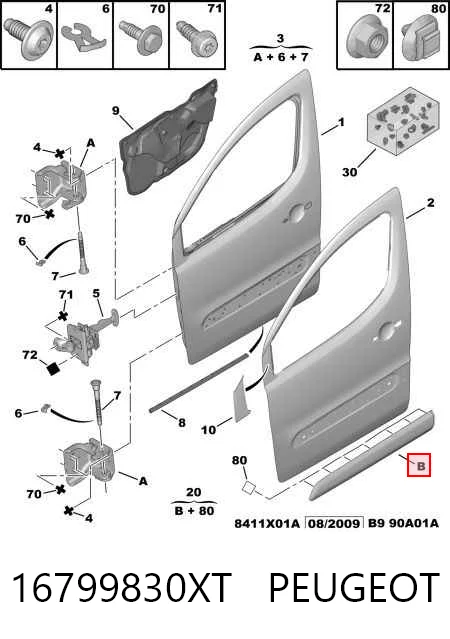 Moldura inferior de puerta delantera derecha General Motors 16799830XT precio, desde 13,91 EUR