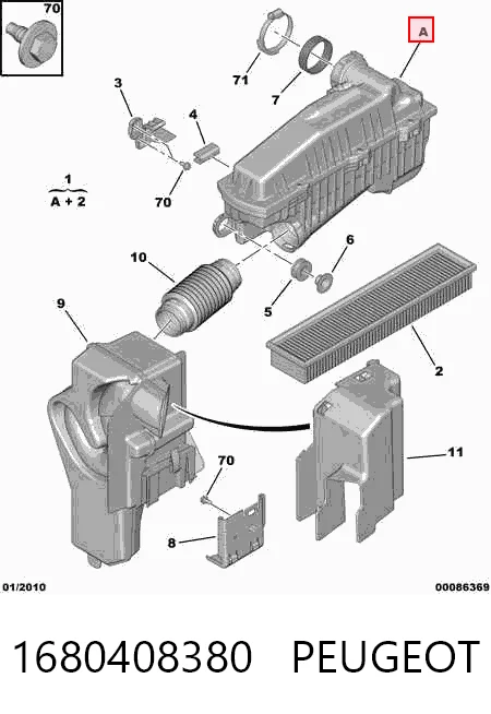 1680408380 Peugeot/Citroen Carcasa del filtro de aire