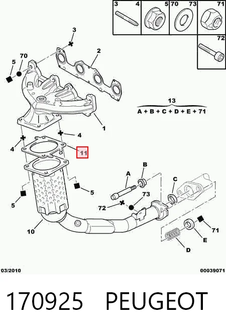 Precio del repuesto Junta de tubo de escape silenciador C3 I hatchback