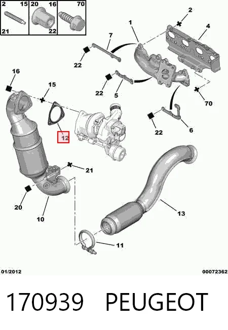  Junta de escape Peugeot 308 
