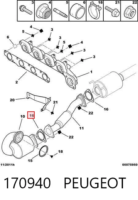 Junta de tubo de escape silenciador para Opel Vectra  ()