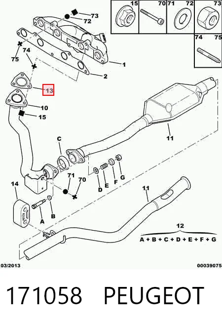 Junta de tubo de escape silenciador Citroen AX  (ZA)
