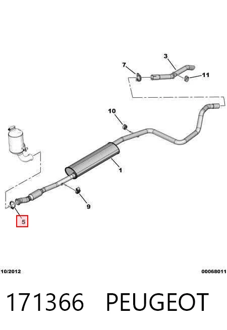 171366 Peugeot/Citroen Abrazadera de silenciador trasera