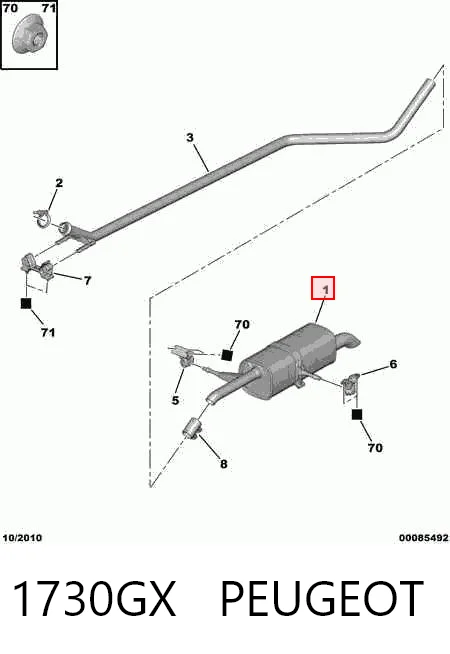 Silencioso trasero Peugeot 3008  (0U)