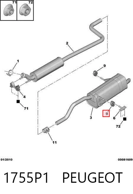 Soporte escape para Citroen C4 UA