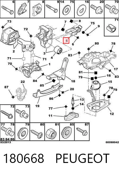 180668 Peugeot/Citroen Soporte del soporte trasero del motor