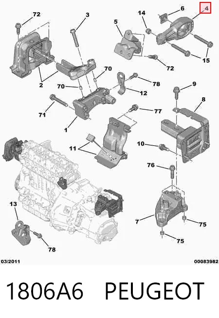 1806A6 Peugeot/Citroen Taco de motor