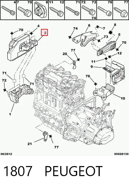 1807 Peugeot/Citroen Soporte delantero derecho del motor