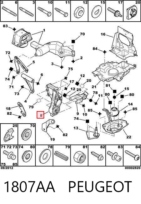 Soporte de motor trasero para Peugeot 206 2E, K