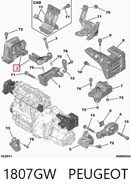 1807GW Peugeot/Citroen Soporte de motor derecho