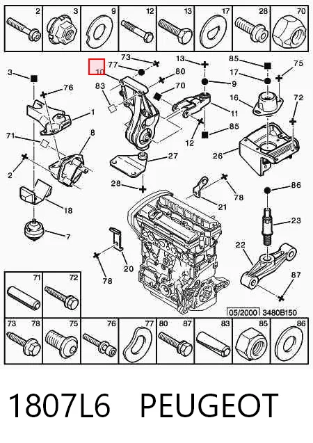  Soporte de motor trasero Peugeot 206 