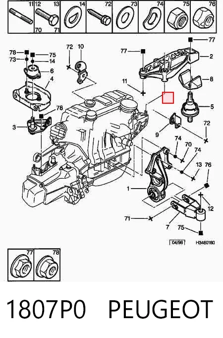 1807P0 Peugeot/Citroen Taco de motor