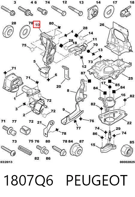 1807Q6 Peugeot/Citroen Soporte trasero derecho del motor