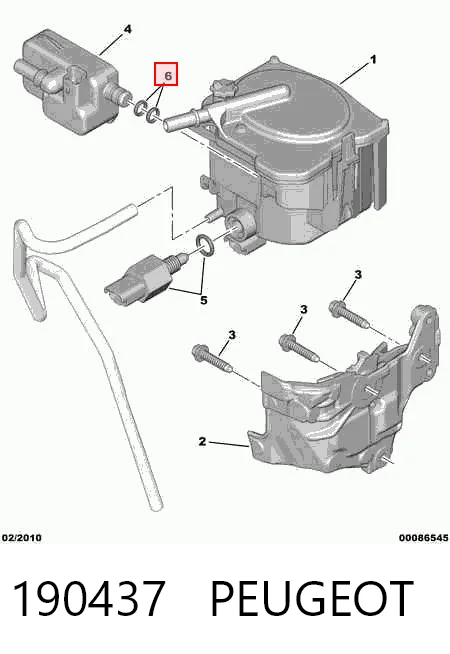 190437 Peugeot/Citroen Anillo de estanqueidad entre la carcasa del filtro de combustible y el intercambiador de calor